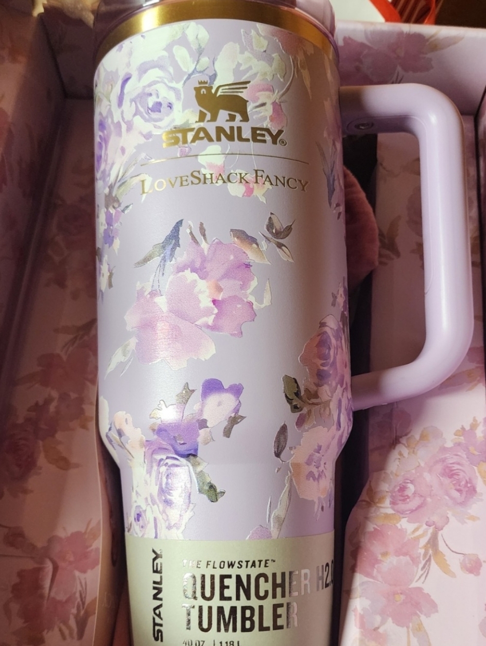 Stanley Lavender Floral Quencher Tumbler with Gold Accents